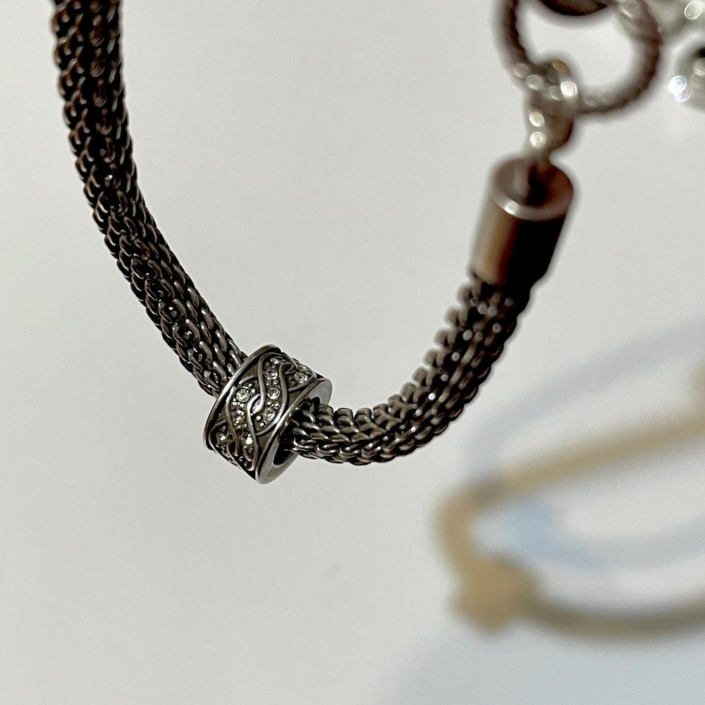 Brighton Silver Scroll Twist With Crystal Design ABC Spacer Bead Charm